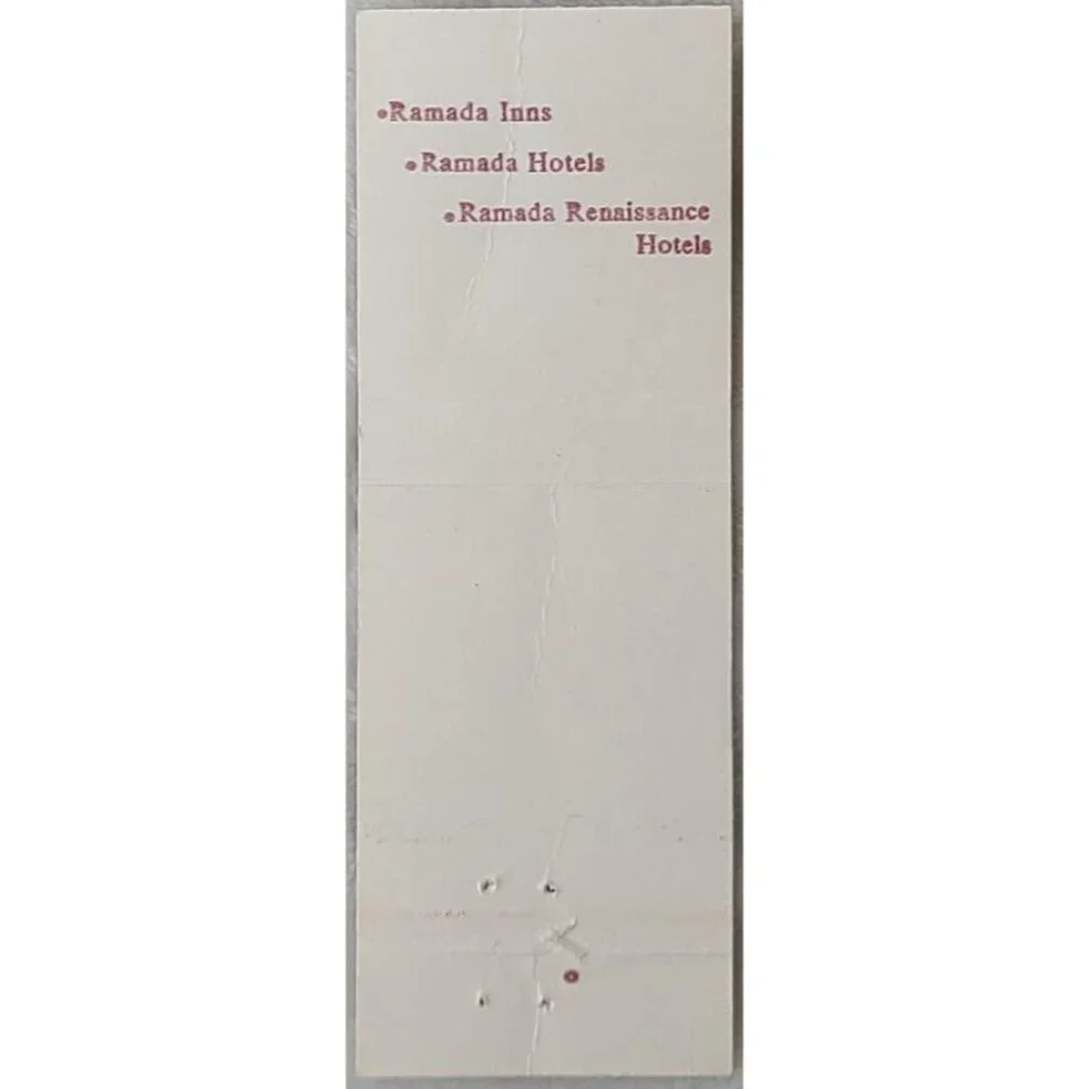 Ramada Hotel Matchbook Cover National Inns Renaissance Simple Brown on White - Picture 3 of 5